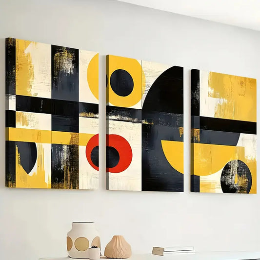 3pcs Modern Style Fashion Abstract Geometric Graphic Art Wall Art Set Canvas Framed 40x60cm - High Quality Print 100% Australian Made Wall Canvas Ready to Hang