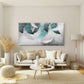 Abstract Teal Feathers Motif Wall Art Canvas Office Home Room Framed 120x60cm