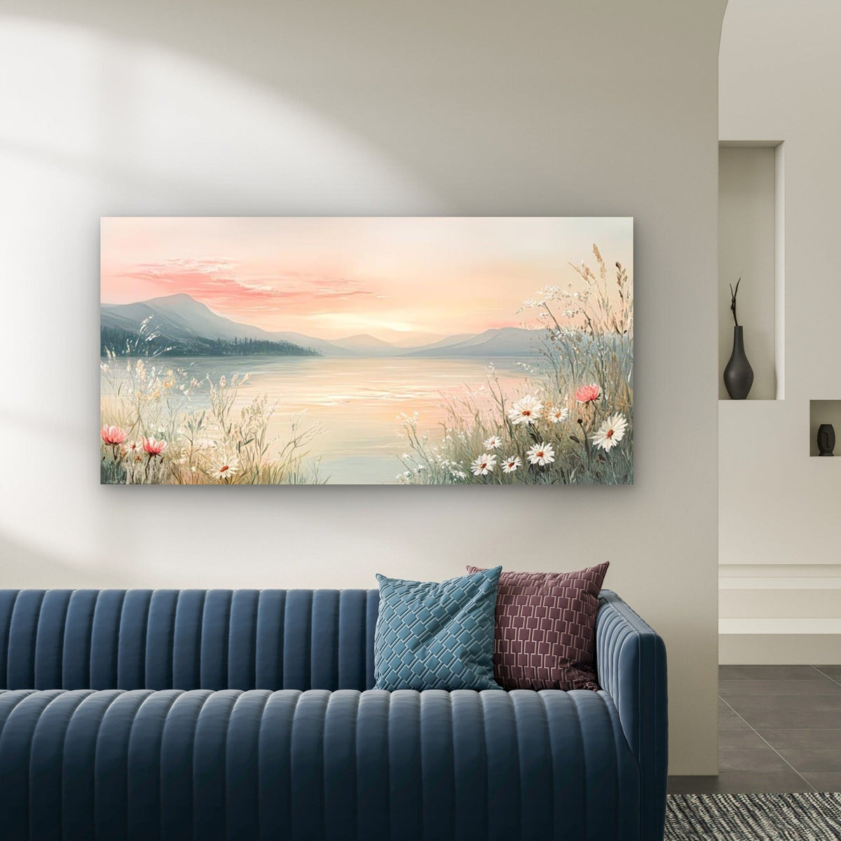 Featuring a Serene Sunset Wall Art Canvas Office Home Room Framed 80x45cm
