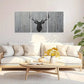 3pcs Black Deer Head Classic Design on Wood Metal Print Ready to Hang Art