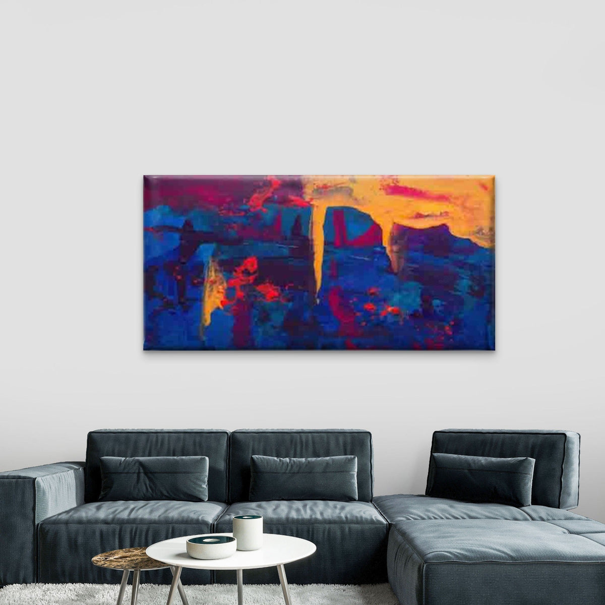 Featuring Abstract Color Splash Wall Art Canvas Office Home Room Framed 80x45cm