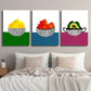 3pcs Lemon, Apple, Avocado with Pine Colorful Fruit Metal Print Ready to Hang Art