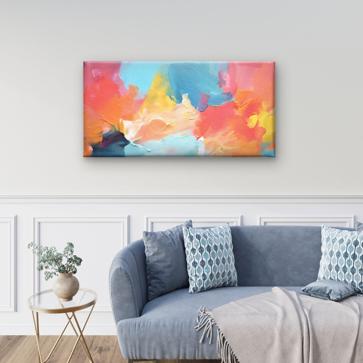 Colorful Pastel Brush Stroke Wall Art Canvas Office Home Room Framed 120x60cm