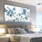 Blue Floral Butterfly Blue and Green Design Wall Art canvas office home room framed 80x45cm