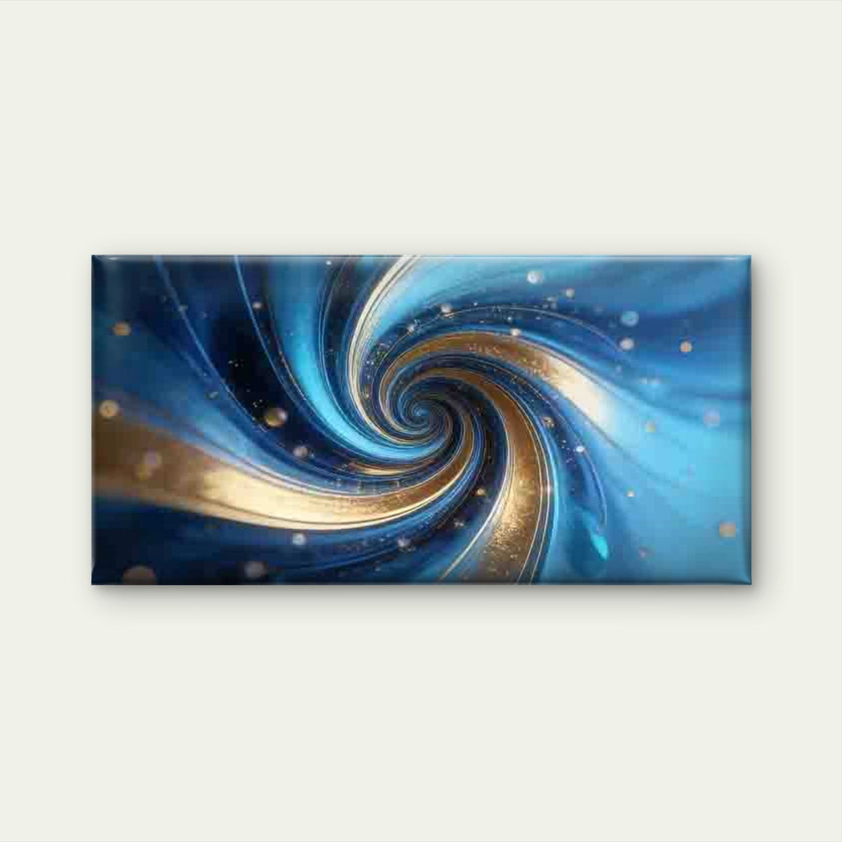 Blue And Golden Abstract Swirl Wall Art Canvas Office Home Room Framed 120x60cm