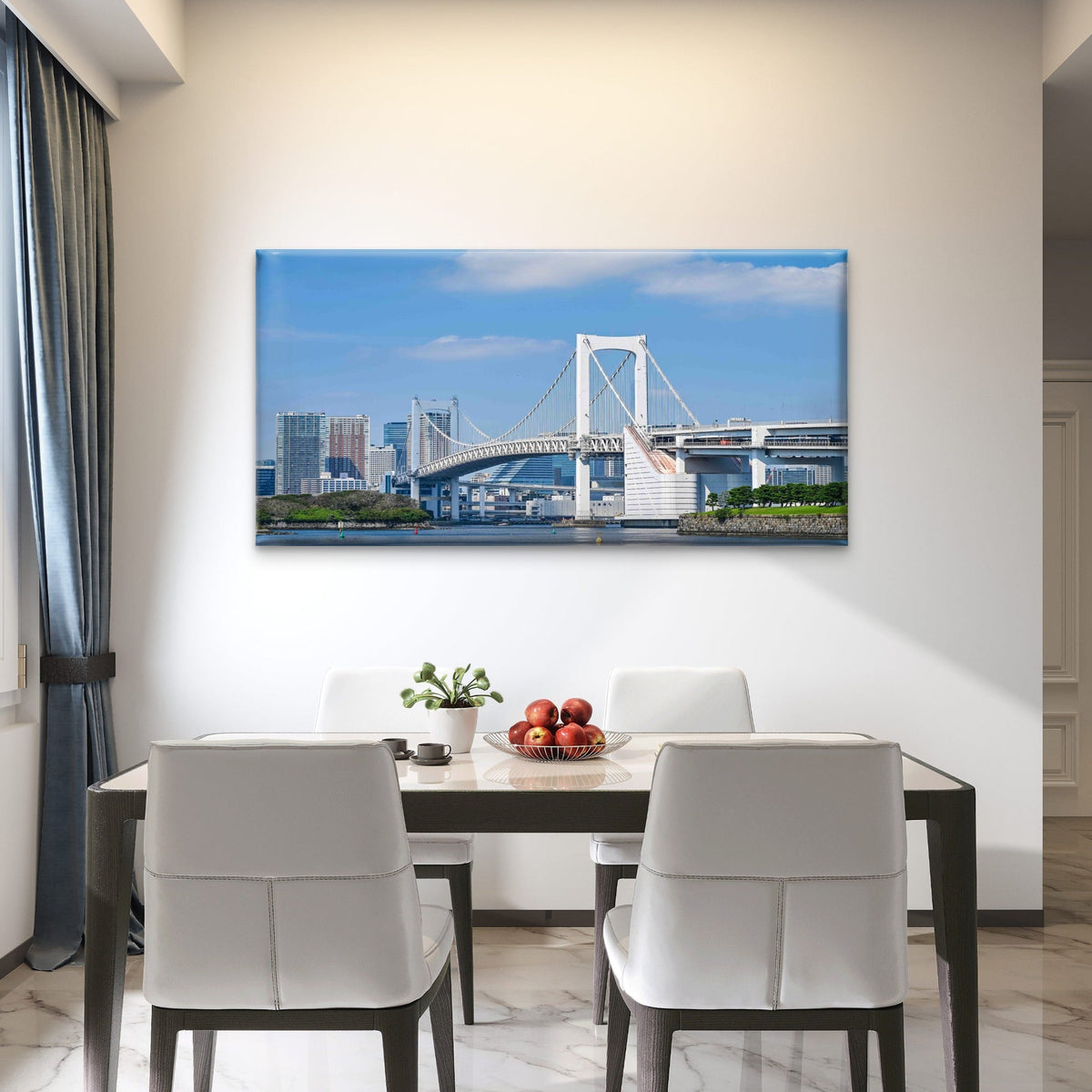 Rainbow Bridge Spanning Tokyo Wall Art Canvas Office Home Room Framed 80x45cm