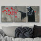 3pcs Death Shooting Red Butterflies Metal Print Ready to Hang Art