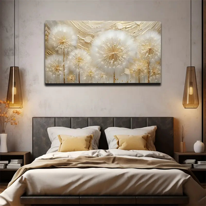 Golden Element Embellished Wall Art Canvas Office Home Room Framed 120x60cm