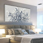 Modern Botanical Floral Indigo Blue White Spring Blooming Wall Art canvas office home room framed 120x60cm