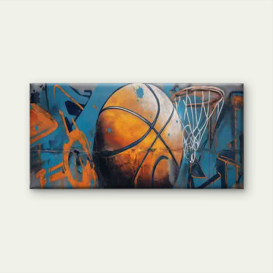 Urban Street Basketball Graffit Wall Art Canvas Office Home Room Framed 80x45cm