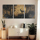 3pcs Nature Scene with Antlered Deer and Misty Ambiance Metal Print Ready to Hang Art