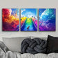 3pcs Rainbow Bridge to Heaven Design Metal Print Ready to Hang Art