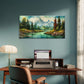 Tranquil Wilderness Lake Snowy Peaks Wall Art Canvas Office Home Framed 120x60cm
