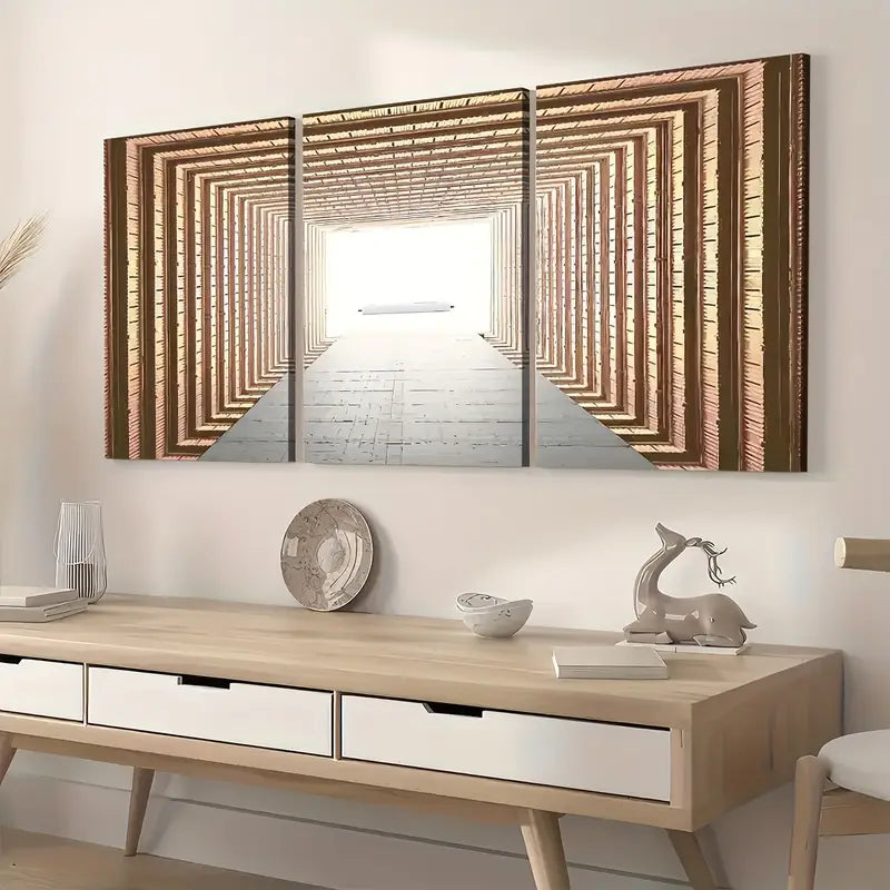 3pcs Modern Style Space Abstract Geometric Art Infinity Wall Art Set Canvas Framed 40x60cm - High Quality Print 100% Australian Made Wall Canvas Ready to Hang