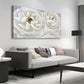 Cream White Peony Elegant Floral Wall Art canvas office home room framed 120x60cm
