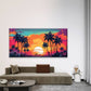 Retro-Pop Art Tropical Sunset Wall Art Canvas Office Home Room Framed 120x60cm
