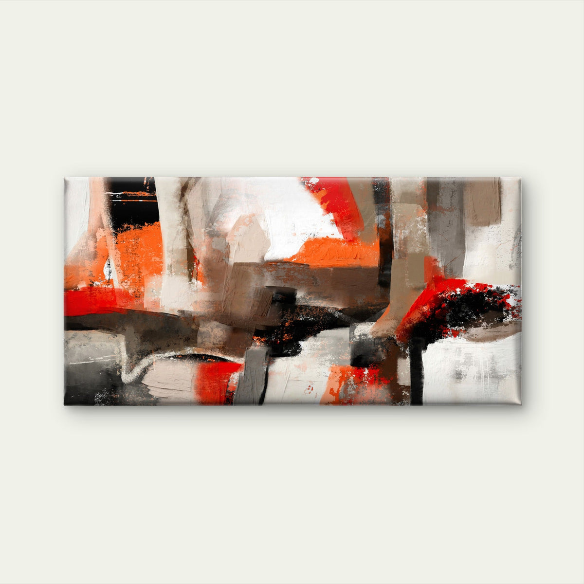 Abstract Red Orange Splash Wall Art Canvas Office Home Room Framed 80x45cm