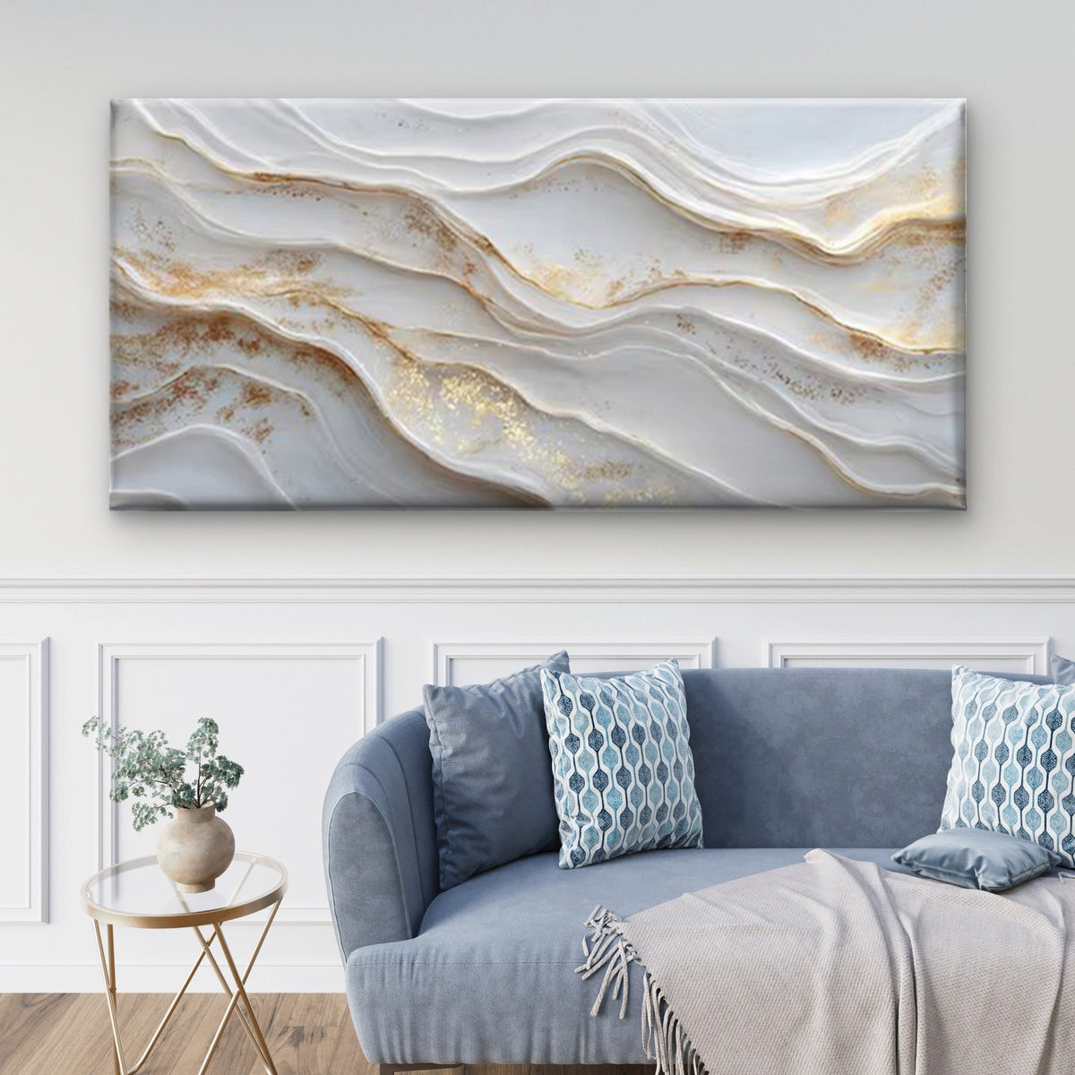 Abstract Wave Geometric Wave Pattern Wall Art Canvas Office Home Room Framed 80x45cm