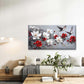 White Floral with Flying Birds Wall Art Canvas Office Home Room Framed 80x45cm
