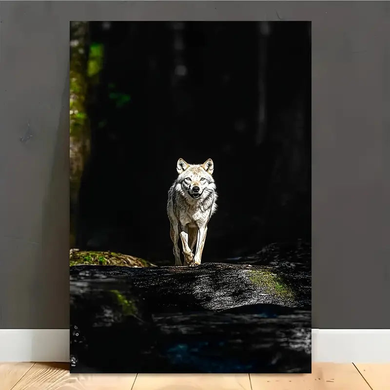 White Wolf & Forest View Print 100% Australian Made 40x60cm Stretched Canvas Ready to Hang