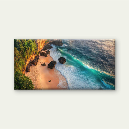 Maluku Islands Cliff Beach Wall Art Canvas Office Home Room Framed 80x45cm