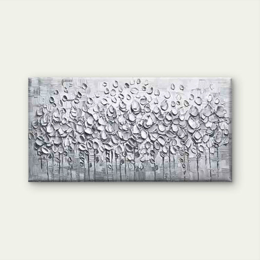 Abstract Silvery Trees Wall Art Canvas Office Home Room Framed 80x45cm