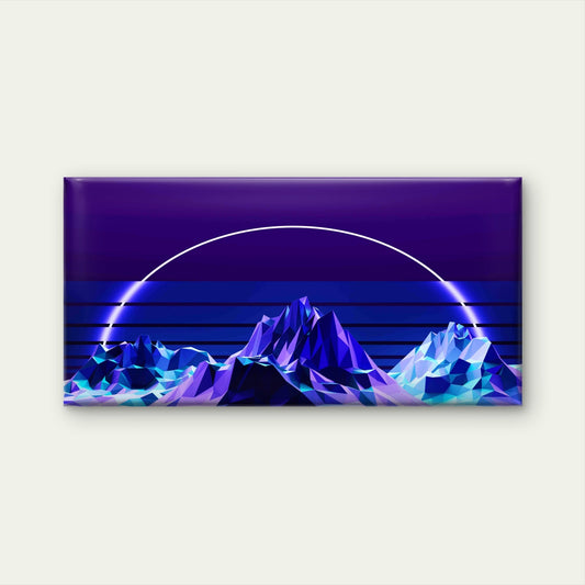 Low-Poly Mountain Landscape Wall Art Canvas Office Home Room Framed 80x45cm