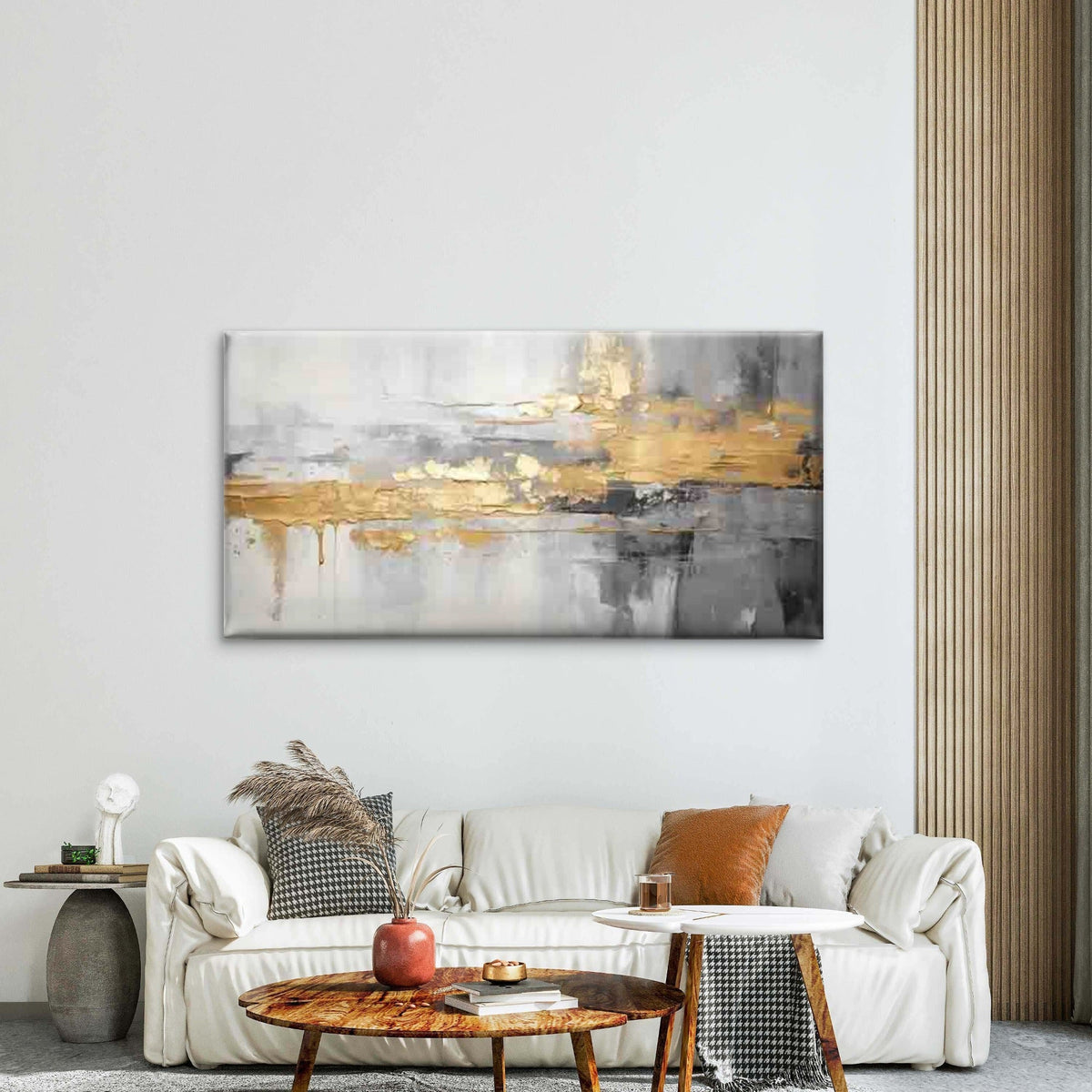 Modern Abstract with Accent Wall Art Canvas Office Home Room Framed 120x60cm