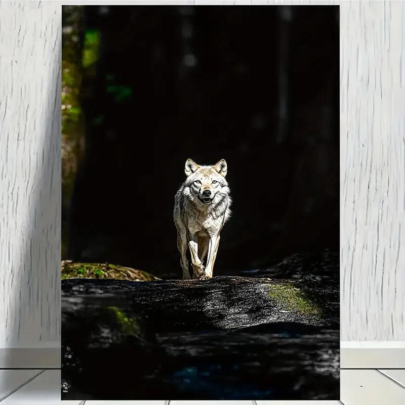 White Wolf & Forest View Print 100% Australian Made 40x60cm Stretched Canvas Ready to Hang