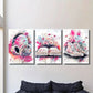 3pcs Pink Preppy Headphones, Book & Shoe Design Metal Print Ready to Hang Art