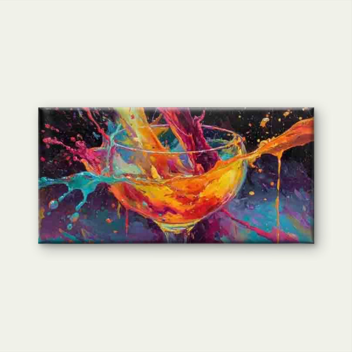 Abstract Multicolor Splash Wall Art Canvas Office Home Room Framed 80x45cm