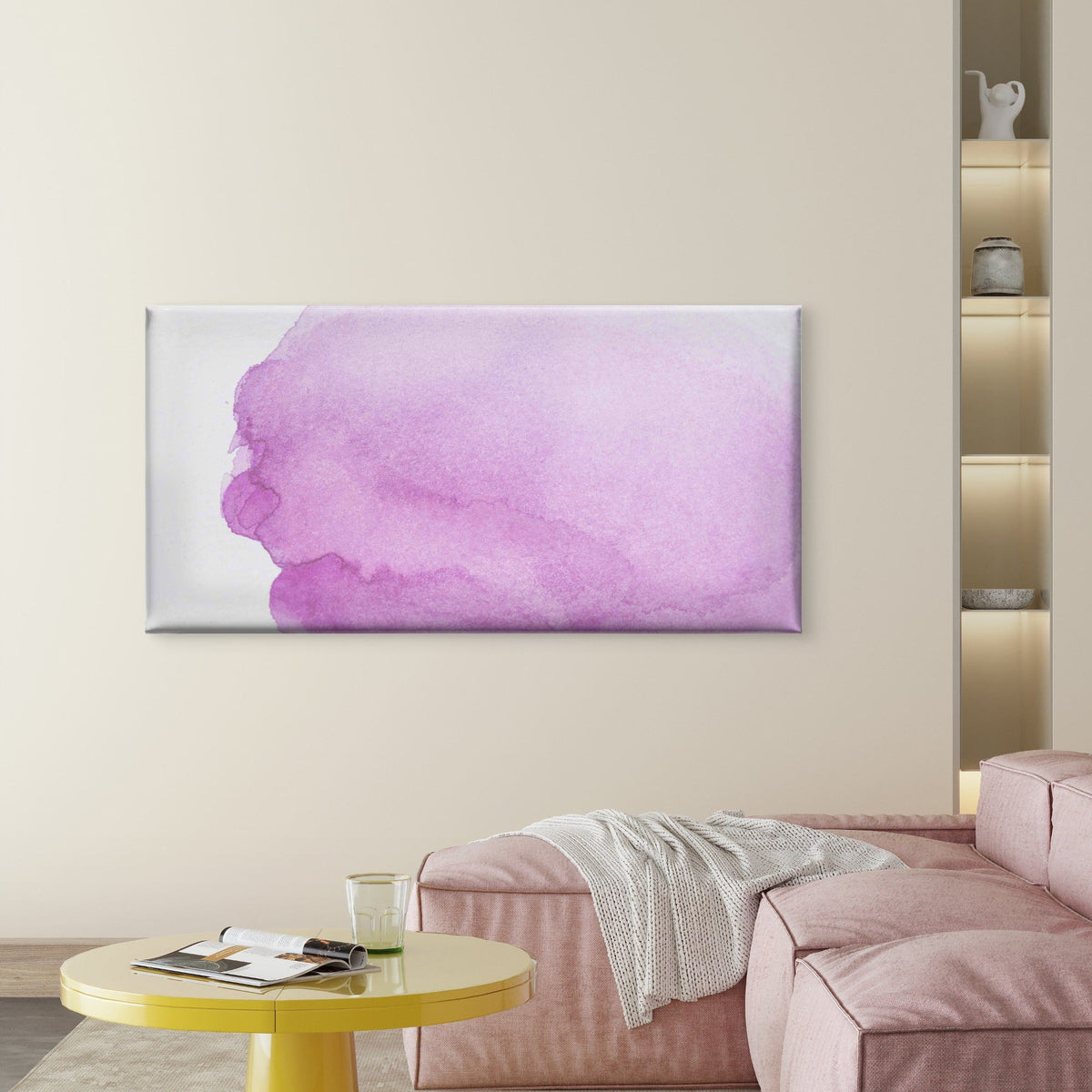 Watercolor Purple White Gradien Wall Art Canvas Office Home Room Framed 120x60cm