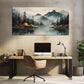 Teal Mountain Tree Landscape Wall Art canvas office home room framed 120x60cm