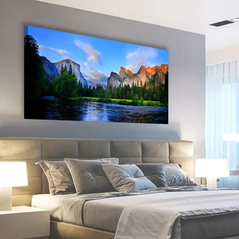 Lake Mountain National Park Nature Wall Art canvas office home room framed 120x60cm