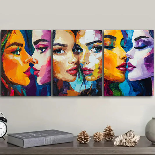 3pcs Two Beautiful Women, Ideal for Home Metal Print Ready to Hang Art