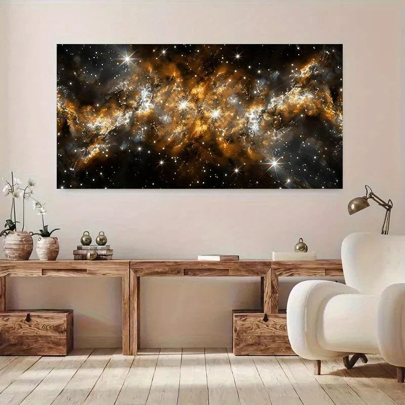Cosmic Starry Night wall canvas office home room framed 120x60cm