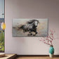 Running Black Horse Wall Art Canvas Office Home Room Framed 120x60cm