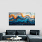 Abstract Blue Liquid Effect Wall Art Canvas Office Home Room Framed 80x45cm