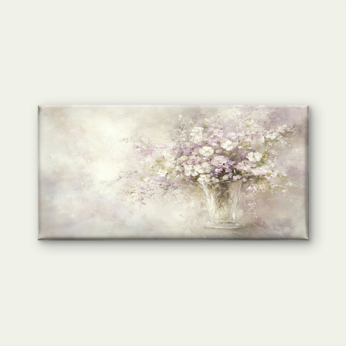Floral Vase Purple Chic Painting Wall Art Canvas Office Home Room Framed 120x60c