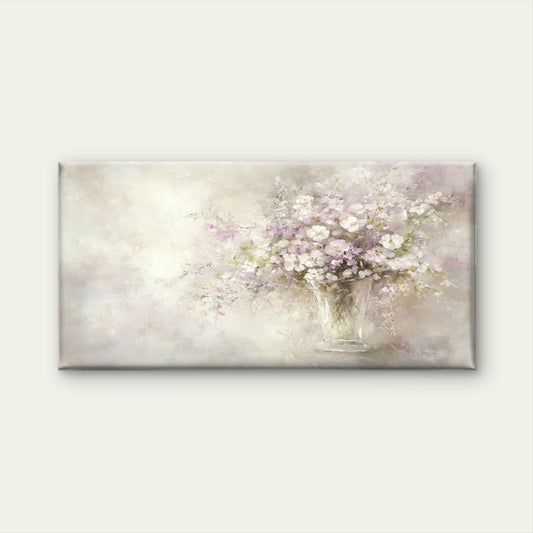 Floral Vase Purple Chic Painting Wall Art Canvas Office Home Room Framed 80x45c