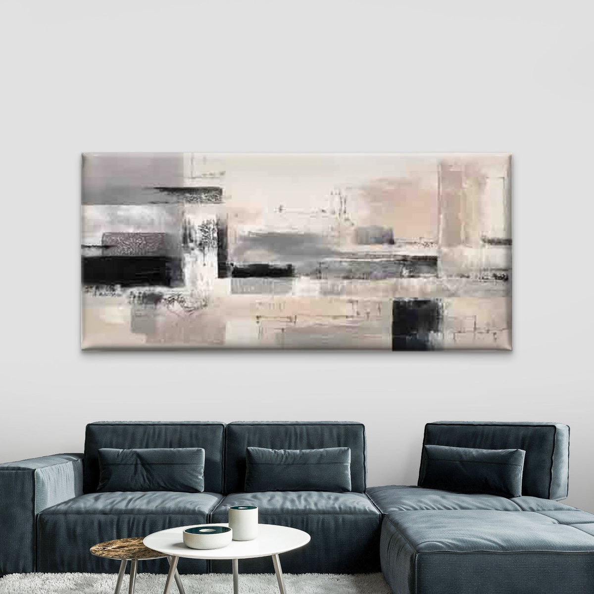 Abstract Geometric Line Art Wall Art Canvas Office Home Room Framed 120x60cm