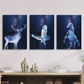 3pcs Abstract Cosmic, Deer, Owl & Horse in Space Stars Metal Print Ready to Hang Art