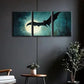 3pcs Featuring Bats Soaring in the Moonlight Metal Print Ready to Hang Art