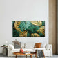 Abstract Golden Green Palm Wall Art Canvas Office Home Room Framed 120x60cm