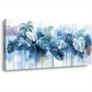 Blue Monstera Leaf Abstract Nature Vibrant Botanical Wall Art canvas office home room framed 120x60cm