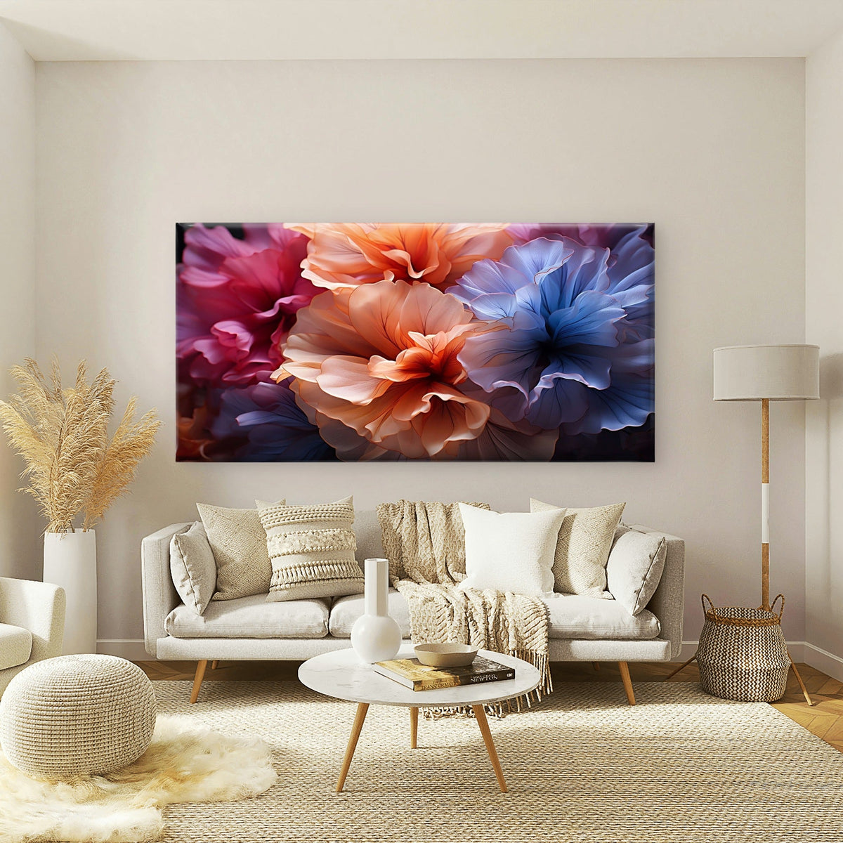 Vibrant Abstract Flower Petals Wall Art Canvas Office Home Room Framed 80x45cm