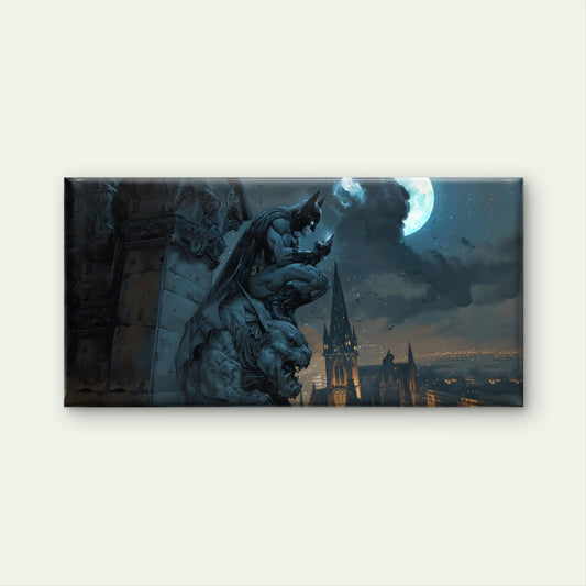 Gothic Vigilante Gargoyle City Wall Art Canvas Office Home Room Framed 80x45cm