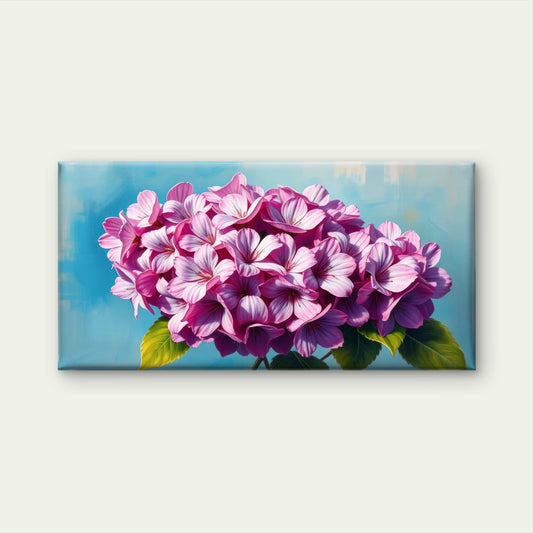 Pink Hydrangea Floral Bloom Wall Art Canvas Office Home Room Framed 80x45cm