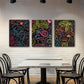 3pcs Neon Abstract Faces Colorful Line Graffiti Metal Print Ready to Hang Art