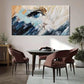 Modern Abstract Blue & White Eye Motif Wall Art canvas office home room framed 80x45cm